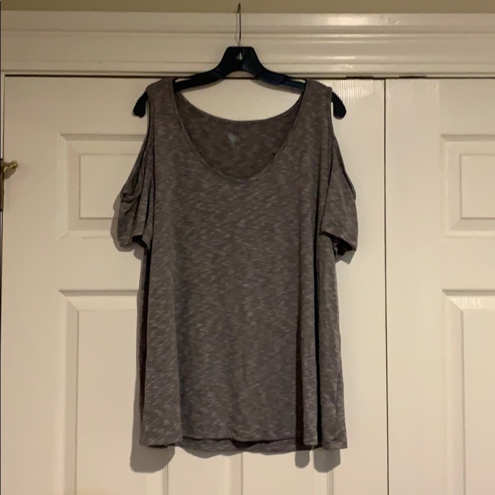 So | Grey Cold Shoulder Top